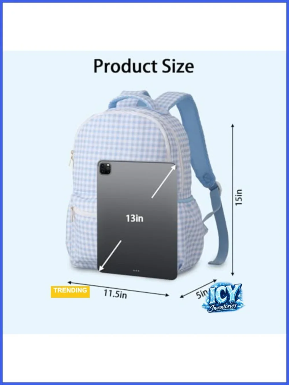 Kids Backpack with Padded Straps, 12L, School Travel, Gingham